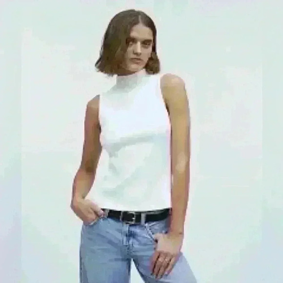 Madewell wide rib mock neck cream tank - Picture 1 of 8